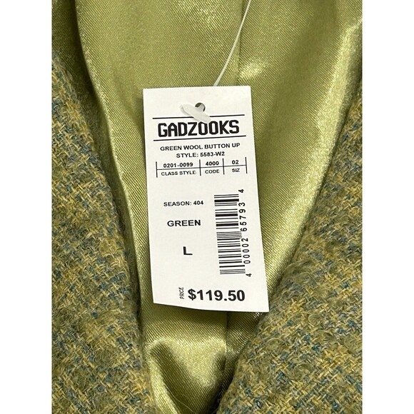 90s Blanc Noir Wool Blend Coat  Green Plaid Tweed Fringe Lightweight Juniors L - Picture 11 of 16